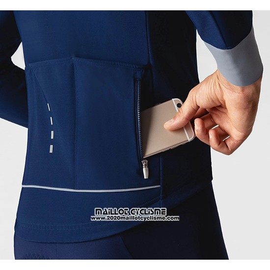 2019 Maillot Ciclismo La Passione Bleu Gris Manches Longues et Cuissard